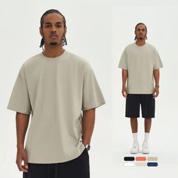Mens Tshirt 220G combed cotton FOG color round neck short sleeve shirt solid casual loose fashion mens summer ins 240426