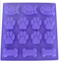 Dog Bone feet fish Cake Mould Flexible Silicone Soap Mould For Handmade Soap Candle Candy bakeware baking moulds kitchen tools ice m9751522