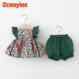 Clothing Sets Summer Baby Girls Suit Polka Dot Print Suspender Top Solid Colour Shorts Vintage Holiday Two-piece Set