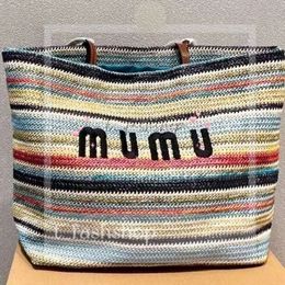 Straw Mui Mui Bag Shop Large Tote Designer Beach Bag Woman Summer Luxury Stripe Raffias Shoulder Crochet Travel Bag Weave Handbag Crossbody Clutch 784