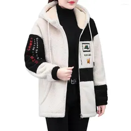 Women's Hoodies Women Lightweight Jacket Cosy Colorblock Hooded With Embroidered Letters For Warm Winter Coat Ladies