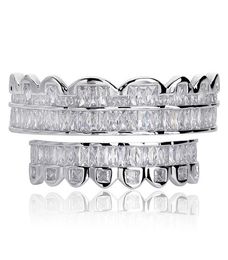 New Discount Baguette Set Teeth Grillz Top Bottom Silver Colour Grills Dental Mouth Hip Hop Fashion Jewellery Rapper Jewelry7165408