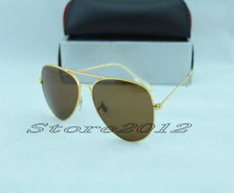 Designer Classic Sunglasses Mens Womes Sun Glasses Eyewear Gold Frame Brown 58mm Glass Lenses Large Metal 9664384