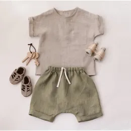 Clothing Sets Summer Toddler Boy Linen Shirt Shorts For Kids Children Two Pieces Fashion Boys Clothes