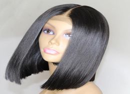 Brazilian Straight Hair Short Bob Cut Perücken verstellbar vorgezogen 4x4 Top Spitzenverschluss Bob Cut HumanHair -Perücken für schwarze Frauen Whol4303148