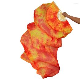 Stage Wear Belly Dance Silk Tie Dye Fan Practise Extended Double Colourful