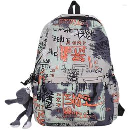 School Bags Backpack Large Capacity Junior High Student Schoolbag 2024 Autumn Printed Fashion Personality Street Sac