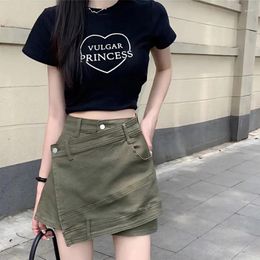 Women's Shorts Y2K High Waist Design Feeling Denim Wrapped Hip Spicy Girl Style Summer Irregular Splicing Slimming Pants