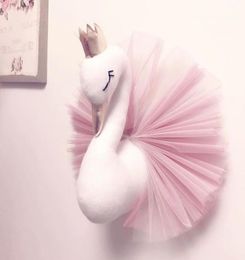 Baby Girl Room Decor Plush Animal Head Swan Wall Home Decoration Baby Stuffed Toys Girls Bedroom Accessories Kids Child Gift T20064492753