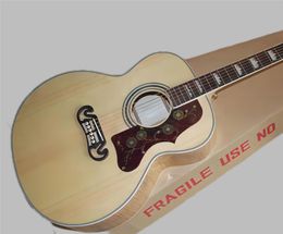 J200 akustisk gitarr, anpassad tiger flamma baksidan hals, AAA Solid Spruce Top Guitars i Kina