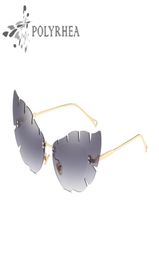 Luxury Women Brand Designer Cat Eye Sunglasses UV400 Coating Mirrorr Lens Summer Fashion Style Frameless Sun Glasses With Case8335717