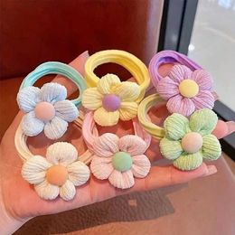 Hair Accessories 6pcs Creative Cute Colorful Candy Color Flower Bow Elastic Hair Ties Decorative Accessories Holiday Gift For Girls