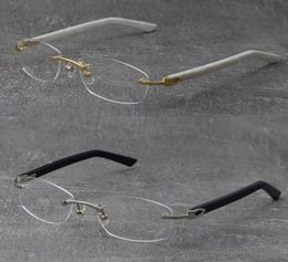 New Rimless White Arms Plank Glasses Women 18K Gold Reading Frame Men Black Optical Myopic Eyeglasses Man Woman Frames Women C Dec5047347