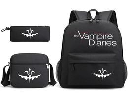 Backpack 3Pcs The Vampire Diaries For School Teenagers Girls Boys Canvas Women Black Bookbag Fashion Travel Mochilas6802945