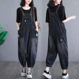 Women's Jeans Summer Women Sleeveless Rompers Loose Jumpsuit Casual Backless Overalls Trousers Wide Leg Pants 2024 Commuting YC91