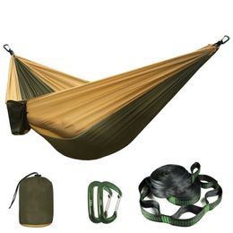 Hammocks Solid Color Parachute Hammock with Hammock straps and Aluminum carabiner Camping Survival travel Double Person outdoor furniture