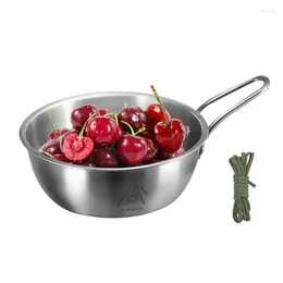 Bowls Metal Mixing Stainless Steel Camping Bowl With Handles Portable Outdoor Kitchen Dinnerware Camp Hiking Soup Dish