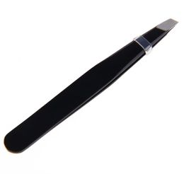 Whole 2016 New Fashion 1 pcs Professional Stainless Steel Slant Tip Hair Removal Eyebrow Tweezer Makeup Tool Black Colour For 7373916