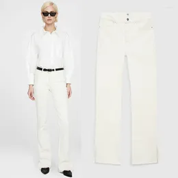Women's Pants AB Jeans Women Baggy High-waisted Street Wear White Y2k Fashion