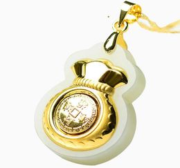 Money Bag Hetian Jade Pendant Good luck And Money come Jade Necklace Lovers Lucky Amulet 24K Gold Jewellery Chinese Fine Jewelry5124051