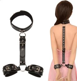 Exotic Accessories Erotic Toys for Adults Collar Handcuffs BDSM Bondage Restraints SM Games PU Leather For Sex toy for Couple Y28376335