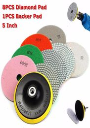 9Pcslot 5 Inch Diamond Polishing Pad Set Granite Marble Concrete Stone Tile Wet Dry For Granite Concrete Marble Ston8656378