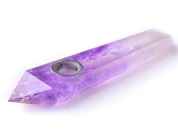 1pcs Natural Amethyst Quartz Crystal wand point six sides Purple gemstone quartz Wand Healing with Metal filter5009135