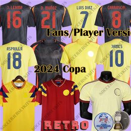 2024 Colombia Soccer Jerseys 24 25 Copa retro Colombia Football Shirt National Team Men Kids Kit Camiseta De Futbol yellow retro football jersey