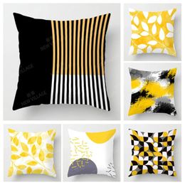 Pillow Upgrade Your Living Room Decor With A Stylish Geometric Cover In Yellow And White Home 45x45 40x40 50x50 60x60