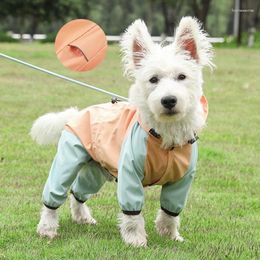 Dog Apparel Pet Dogs Rain Coat Reflective Strips Hooded Jumpsuits Waterproof Water Resistant Clothes For Cats Cover