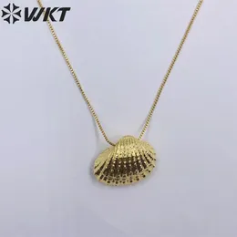 Pendants WT-JN235 WKT 2024 Fashion Style Scallop Shell With Full Gold Dipped Exquisite Ladies' Necklace Attractive 18Inch Chain