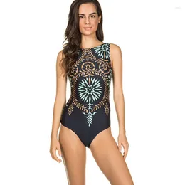 Women's Swimwear Sanderala Sexy Gathered Printed Bikinis Padded Bodysuit Swimming High Waist Woman Bikini