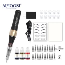 AIMOOSI M7 Tattoo Machine set Microblading Eyebrow PMU Gun Pen Needle Permanent Makeup Machine Professional Supplies Beginner 240418