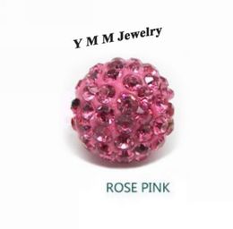 10MM Crystal Disco Balls Loose Spacer Beads Rose Pink Pave Rhinestone Beads 50pcs Whole8253850