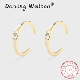 Stud Earrings Classic 18K Gold Round Geometric Diamond For Women Original Genuine Sterling Silver Valentine's Day Gift Jewelry