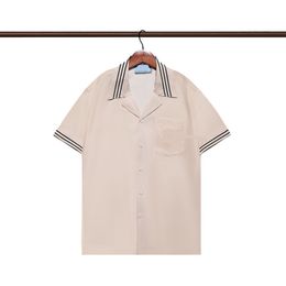 Summer men's T-shirt Designer printed button cardigan silk short sleeve top High quality fashionable men's swimming shirt series beach shirt European size M-3XL RE43