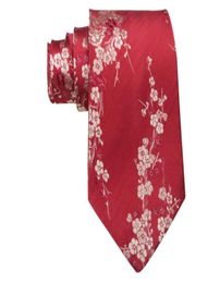 Latest Cherry blossoms Jacquard Ties High End Natural Mulberry Silk GENUINE SILK Brocade Men standard Fashion Neckties Business Gi2994896