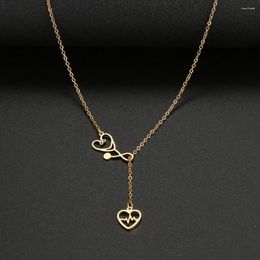 Chains Stainless Steel Necklaces Stethoscope Electrocardiogram Pendant Collar Chain Fashion Necklace For Woman Jewelry Party Gifts