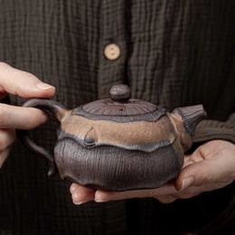 Teaware Sets Lotus Teapot Chinese Handmade Rough Pottery Teaware Ceramic Vintage Kung Fu Tea Set Best Gift for Friends