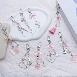 Keychains Fashion Heart Butterfly Bowknot Pendant Sweet Phone Strap Bag Decoration Portable Hanging Lanyard For Girls Women