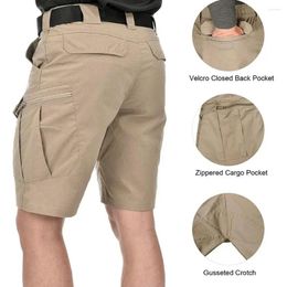 Men's Shorts Men Summer Durable Outdoor With Multiple Waist Hoops Knee-length Pockets Button Zipper Closure For Training