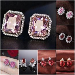 Stud Earrings CAOSHI Aesthetic Women With Charming Red Zirconia Delicate Luxury Party Accessories Chic Anniversary Gift Jewellery