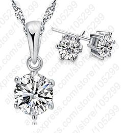 Top Grade Wedding Jewelry Set Austria Crystal Stud Earrings Necklace 925 Pendant Necklace Nice2802645