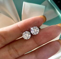 Stud Earrings Solitaire 59mm Lab Diamond Earring Real White Gold Filled Party Wedding For Women Men Engagement Jewelry9550206