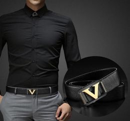 Belts High Quality Designer Men Fashion V Letter Luxury Genuine Leather Belt Classic Exquisite Waist Strap1267901