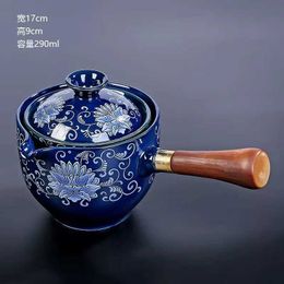 Teaware Sets Chinese Gongfu Tea Set Portable Teapot 360 Rotation Tea Maker Semi-Automatic Teaware Wooden Handle Pot Infuser Tea Ceremony Set