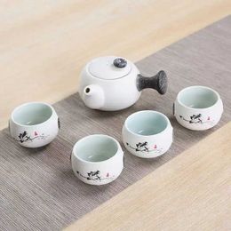 Teaware Sets Exquisite Snowflake Glaze Kung Fu Tea Set Portable Outdoor Travel Tea Set Ceramic Mug Teapot Yixing Kettle Teaware Shu Puer Cups