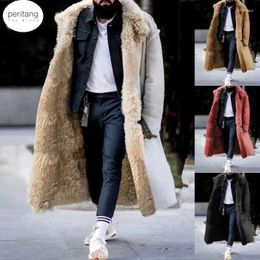 Men's Trench Coats 2024 Winter Windbreaker Solid Colour Imitation Fur Coat Thick Casual Fashion Jacket