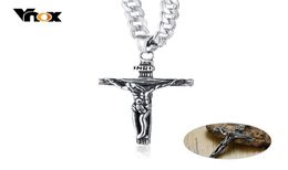 Vnox Crucifix Jesus Necklace for Men Stainless Steel Cuban Chain 20"-24" Male Prayer Jewelry 2010144025971