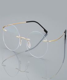 Antiblue Ray Rimless Reading Glasses Men Women Round Titanium Alloy Frame Prescription Presbyopia Eyeglasses 1502002509967645